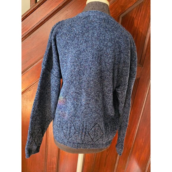 Vintage Outback Red Blue Speckled Cardigan Sweater M Wool Blend - Picture 3 of 7